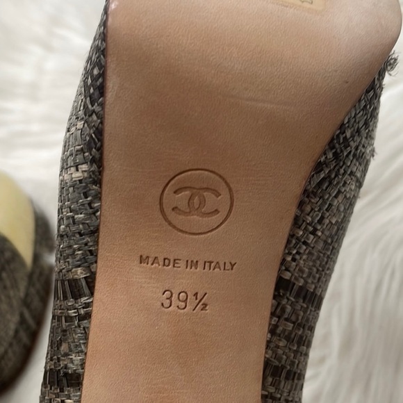 ⚜️New CHANEL Beautiful Tweed Cap Toe Platform Shoes Pumps 39.5 Authenticated - Picture 10 of 16